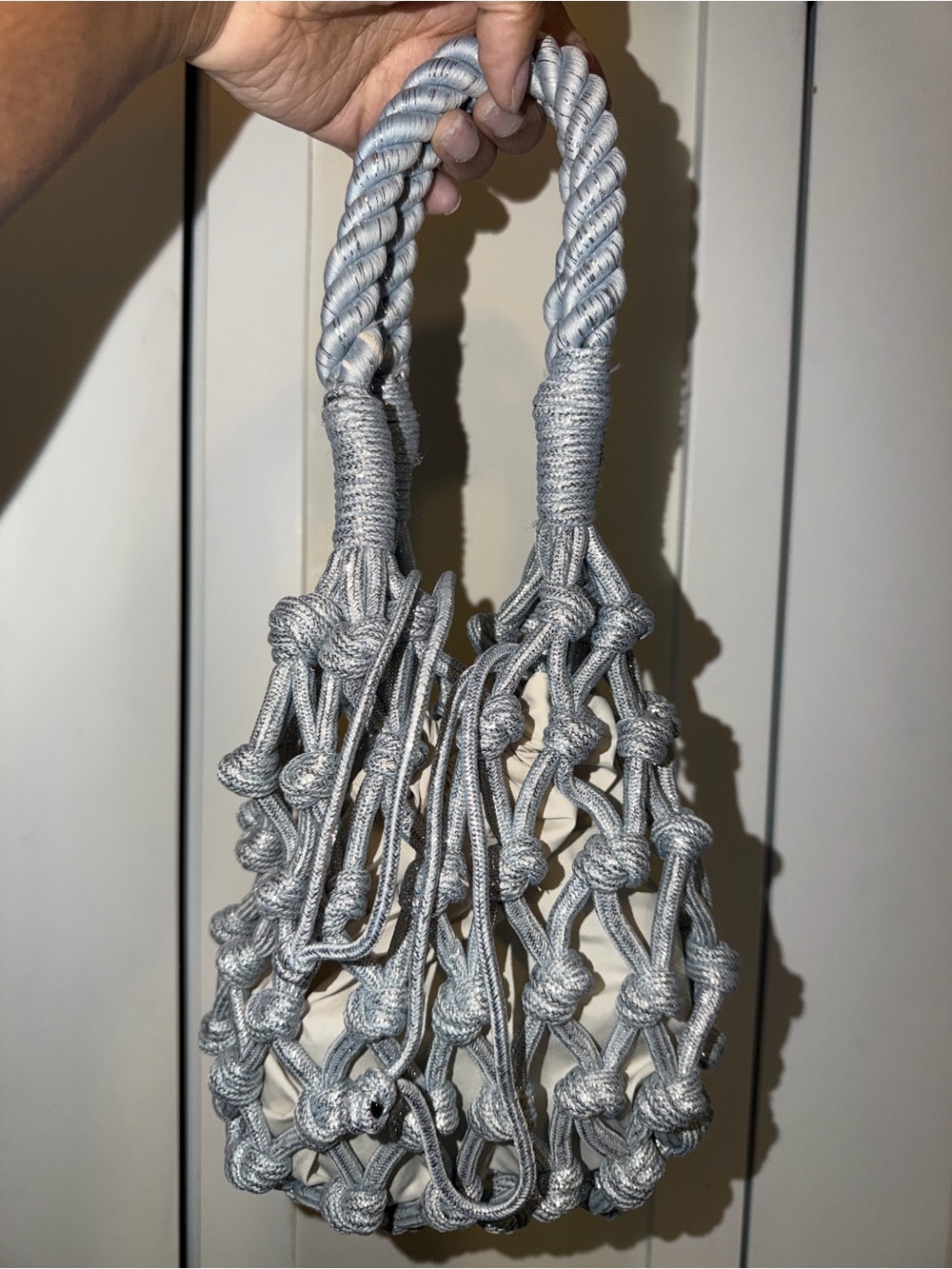 NEW never worn Silver Knotted Rope Net Tote Bag – Women Bags